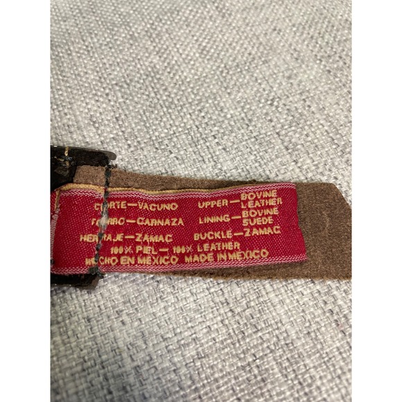 Martelli Mens Brown Suede Leather Belt Size 30 Silver Buckle Made in Mexico - Picture 6 of 6